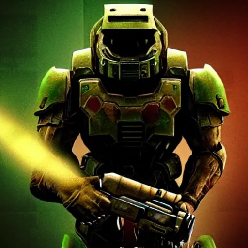 Image similar to doomguy from doom 3