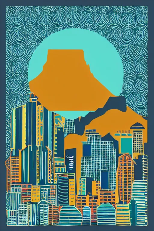 Image similar to minimalist boho style art of colorful cape town, illustration, vector art