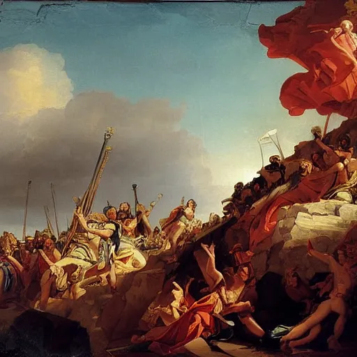 Image similar to pyrrhic victory, painting by johann peter krafft,