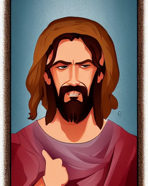 Prompt: cel - shaded portrait character art of jesus, art, key art, movie poster