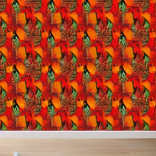 Prompt: red, yellow, orange, abstract painting, wallpaper pattern