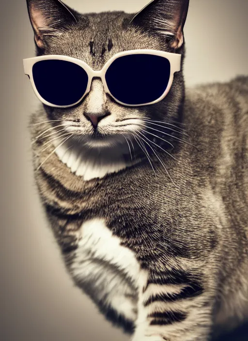 Prompt: cat wearing sunglasses and a hoodie, dynamic lighting, photorealistic portrait, studio photo