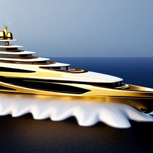 Image similar to wrinkled hunchbacked old butler polishing the side of a gold plated mega yacht