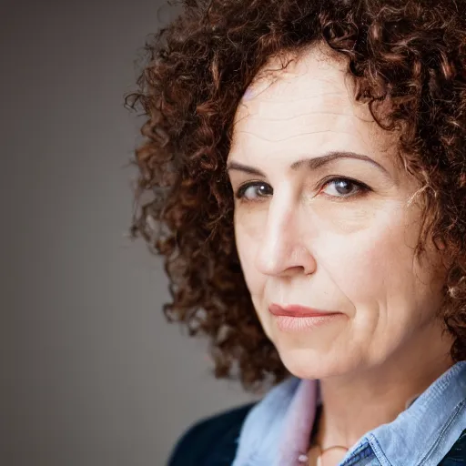 Prompt: headshot of an adult masculine jewish woman with curly brown hair, photography, 4 k high definition, sharp focus, detailed