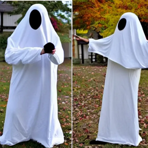 Image similar to bedsheet ghost, spooky, cheesy costume