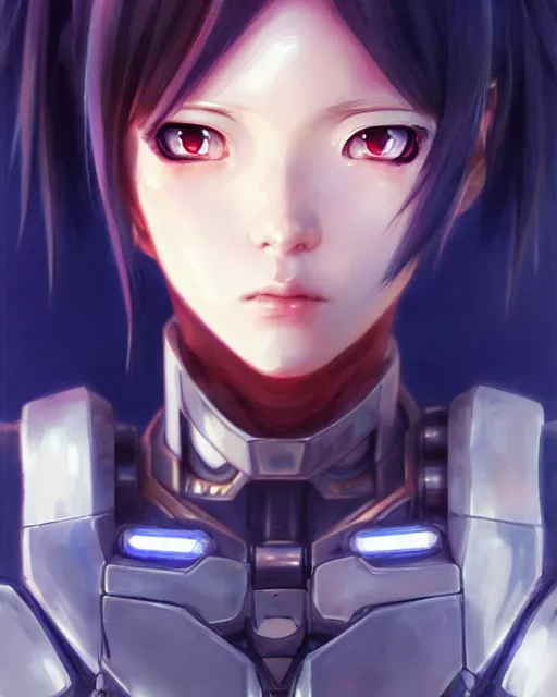 Image similar to portrait Anime Girl in mecha armor in night tokyo Sharp fine face pretty face, realistic shaded Perfect face, fine details. Anime. cyberpunk realistic shaded lighting by katsuhiro otomo ghost-in-the-shell, magali villeneuve, artgerm, rutkowski Jeremy Lipkin and Giuseppe Dangelico Pino and Michael Garmash and Rob Rey