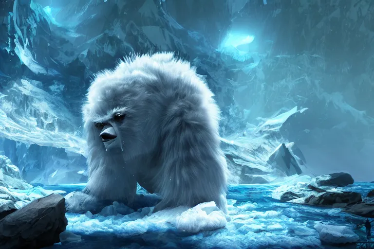 prompthunt: baby yeti in the snowy forest by grant morrison, hyperdetailed,  artstation, cgsociety, 8 k