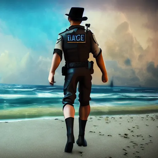 Prompt: officer k blade runner beach ultra realistic photorealistic highly detailed high quality 8 k