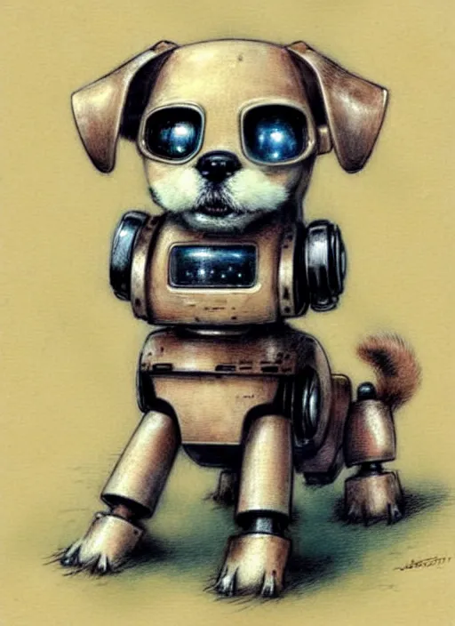 Image similar to cute dog robot, muted colors, by jean - baptiste monge