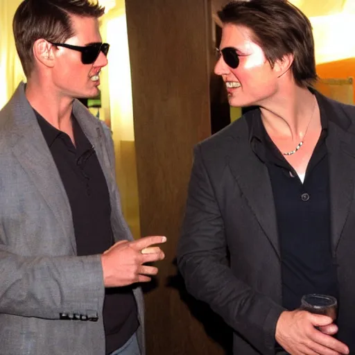 Prompt: Drunk Tom Cruise talking with Jesus