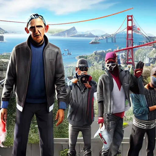 Prompt: obama as an anpc in watchdogs 2