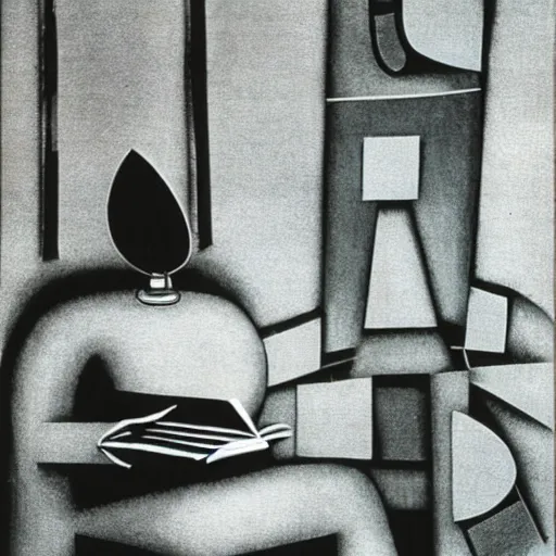 Image similar to a robot reading a book by eileen agar