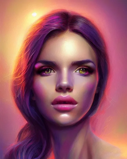 Prompt: gemstone beauty portrait, artgerm, sparkling gems, iridescent, shining light, warm glow, photorealism