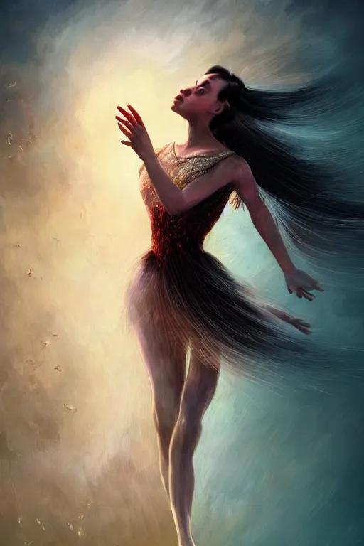 Image similar to filipina prima ballerina, gorgeous, ethereal, intricate, elegant, volumetric lighting, nature scenery, digital painting, highly detailed, artstation, sharp focus, illustration, concept art, clive barker