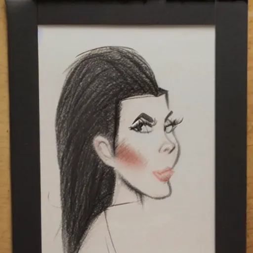 Image similar to milt kahl pencil sketch of kim kardashian