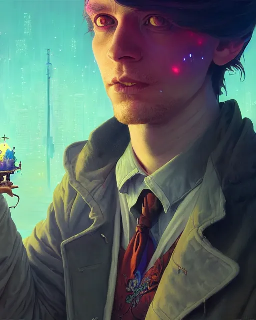 Prompt: highly detailed surreal vfx portrait of a nowpunk sorcerer stephen bliss, unreal engine, greg rutkowski, loish, rhads, beeple, makoto shinkai and lois van baarle, ilya kuvshinov, rossdraws, tom bagshaw, alphonse mucha, global illumination, detailed and intricate environment