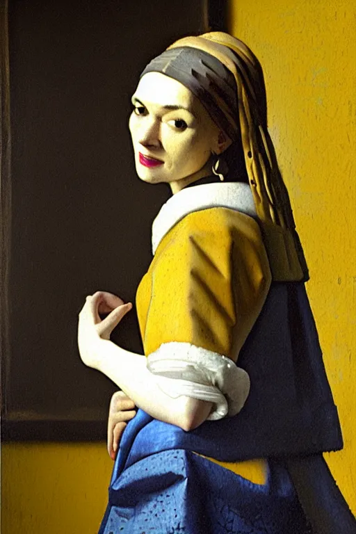 Image similar to johannes vermeer portrait of rachel weisz, baroque