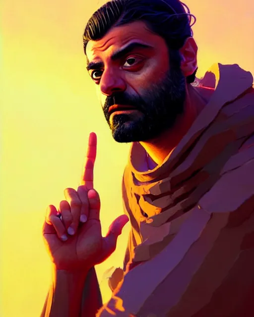 Prompt: portrait, oscar isaac as a shaman, bright backlit, key lighting, smooth, gaudy colors, maya render, octane render aesthetic, lol matte painting concept art, official fanart behance hd artstation by jesper ejsing, by rhads and makoto shinkai and lois van baarle and ilya kuvshinov and rossdraws