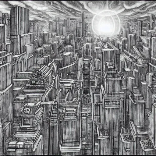 Prompt: Empyrean city, fantasy drawing