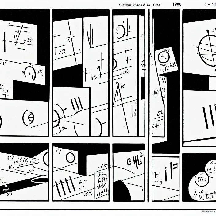 Prompt: a still frame from comic strip, scientific scheme of physics 1 9 5 0, herluf bidstrup, new yorker illustration, monochrome contrast bw, lineart, manga, tadanori yokoo, simplified,