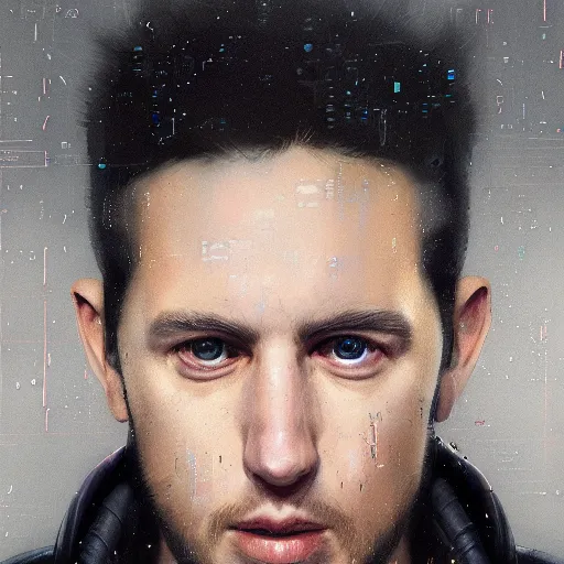 Image similar to a Portrait of a hacker, by Sam Spratt, by Vlad Rodrig﻿u﻿e﻿z, by Alice Zhang, computer screens in the background, trending on Artstation, dark, dramatic, cinematic, realistic studio lighting, realistic reflections, 4k, professional, canon