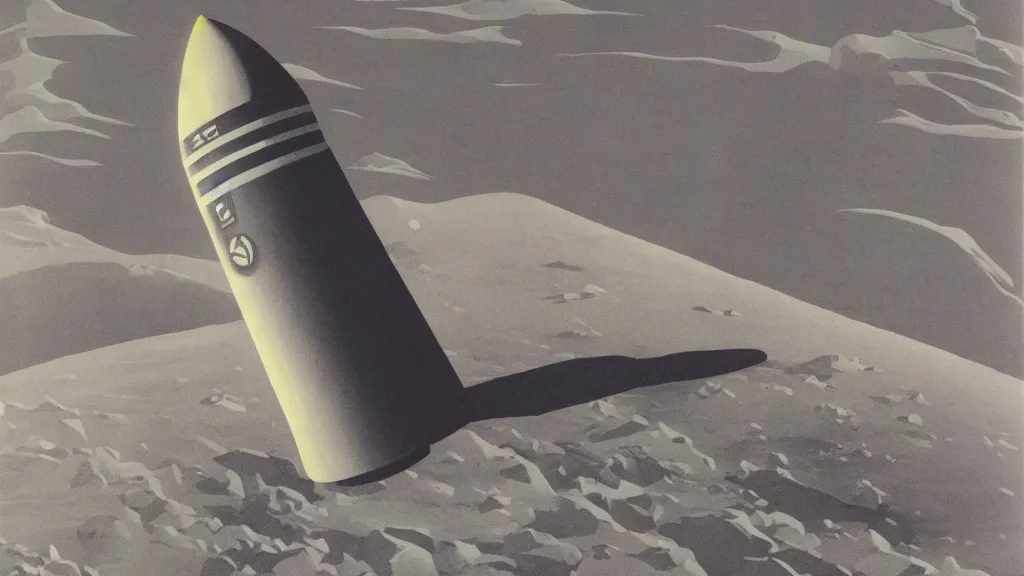 Image similar to rocket on the moon by chesley bonestell