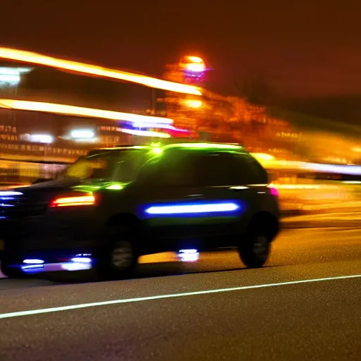 Image similar to biolumenescent federal agent on road at night