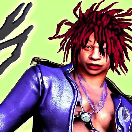 Image similar to trippie redd, as a character in tekken