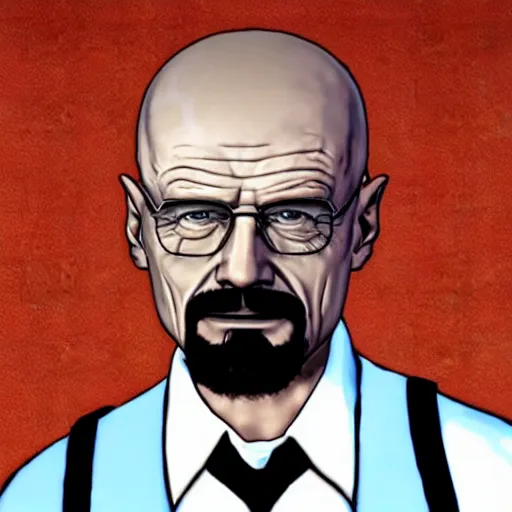 Image similar to walter white as a character on a GTA loading screen