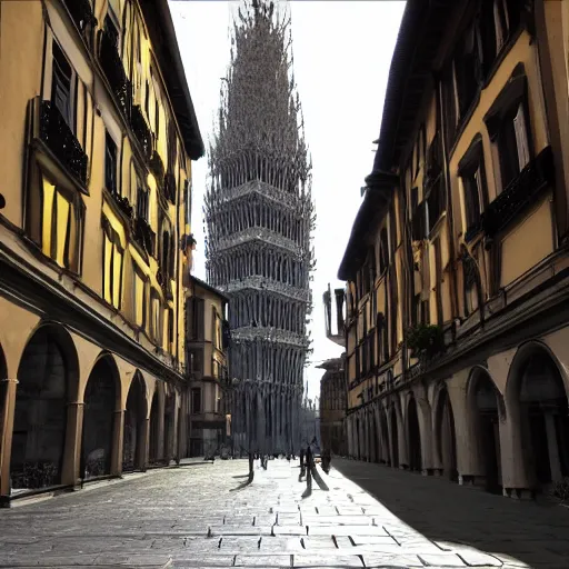 Prompt: the city of Milano fused with the golden city of Anor Londo