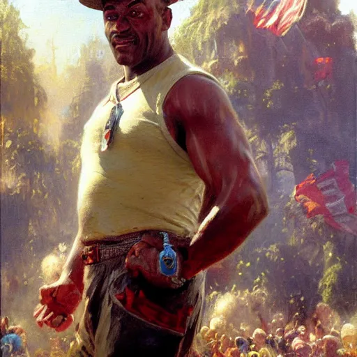 Image similar to carl johnson as super mario, highly detailed painting by gaston bussiere, craig mullins, j. c. leyendecker, 8 k