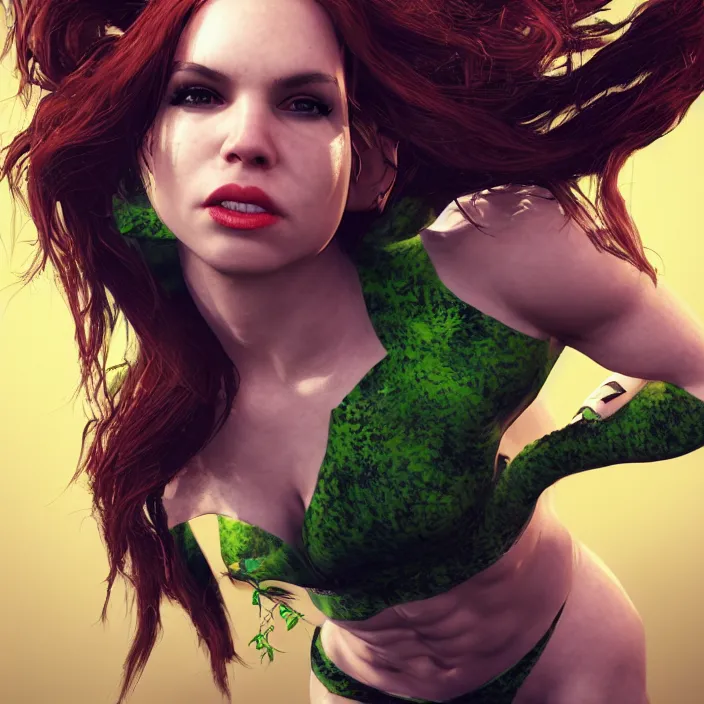 Prompt: portrait of Sporty Spice as a Poison Ivy. intricate artwork. by wlop, octane render, trending on artstation, very coherent symmetrical artwork. cinematic, hyper realism, high detail, octane render, 8k