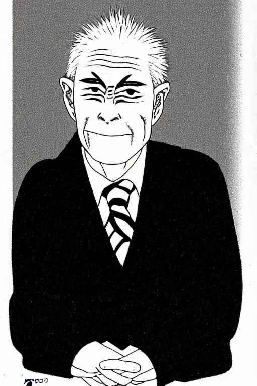 Prompt: manga portrait of older white new zealand man craig aeon macdonald by mengo yokoyari.