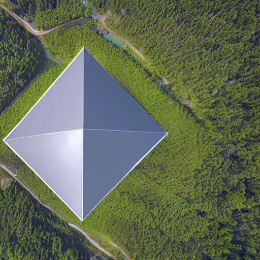 Image similar to an inverted pyramid, long wide shot, aerial shot, 4 k