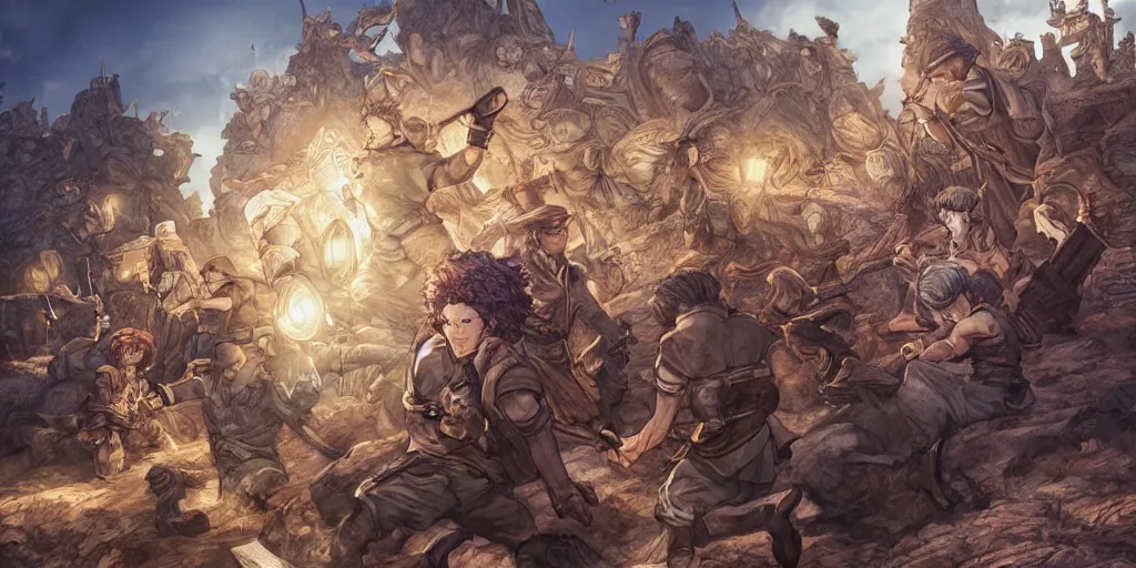 Image similar to now is the time to lift our nation from the quicksands of racial injustice to the solid rock of brotherhood. ultrafine highly detailed colorful illustration, intricate linework, sharp focus, octopath traveler, final fantasy, unreal engine highly rendered, global illumination, radiant light, intricate environment