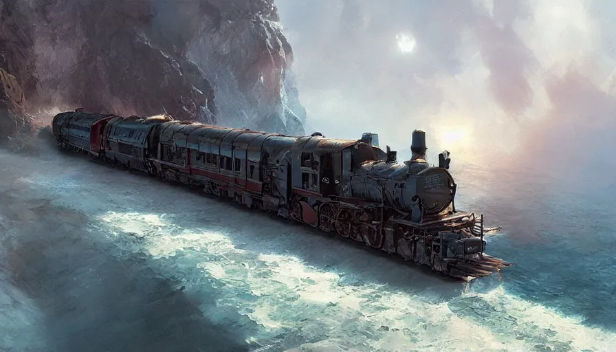Prompt: craig mullins and ghibli digital illustration of a dragon train in deep ocean unreal engine, hyper realism, realistic shading, cinematic composition, realistic render, octane render, detailed textures, photorealistic, wide shot