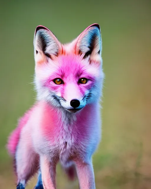 Image similar to pink fox, blue background, 8 k, 8 5 mm f 1. 8