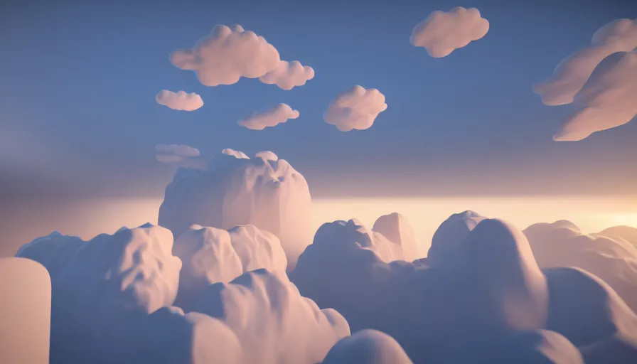 Image similar to Voxel! Rendering of Volumetric Cloud, High Quality, Hyperrealistic Rendering, Octane, Redshift, Smooth Gradients