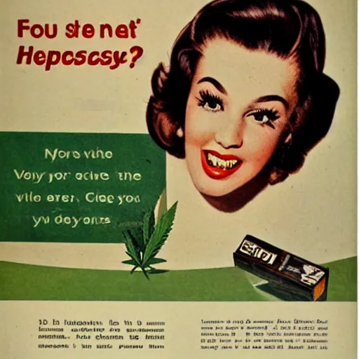 Prompt: classic 50's advertisement for a marijuana dispensary