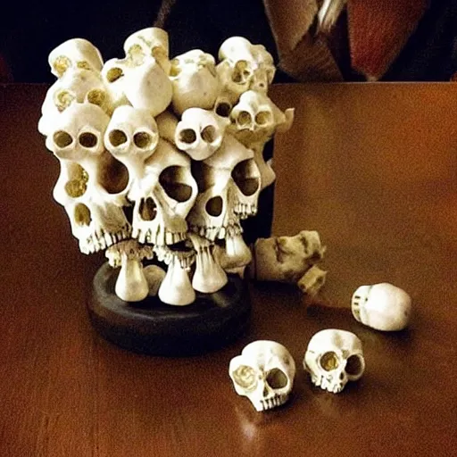 Prompt: “ incredibly beautiful goblet made out of tiny human skulls ”