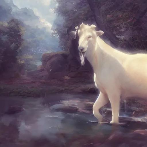 Image similar to a person hugging a large white animal, a detailed painting by krenz cushart, pixiv contest winner, fantasy art, official art, detailed painting, pixiv. highly detailed. 4 k masterpiece. unreal engine. photorealistic. realism. cinematic. photorealism. wideshot