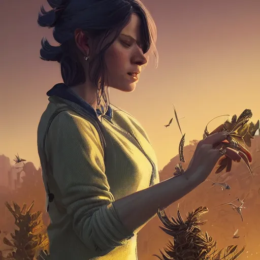 Image similar to highly detailed portrait 🦗 in gta v, stephen bliss, unreal engine, fantasy art by greg rutkowski, loish, rhads, ferdinand knab, makoto shinkai and lois van baarle, ilya kuvshinov, rossdraws, tom bagshaw, global illumination, radiant light, detailed and intricate environment