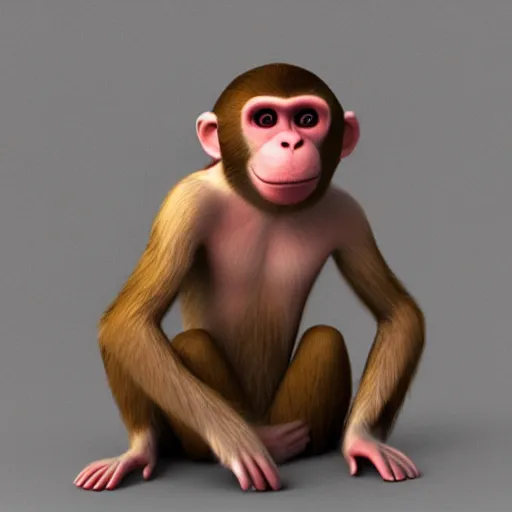 Prompt: A monkey made out of fruit, 3d render, highly detailed, hyper realistic