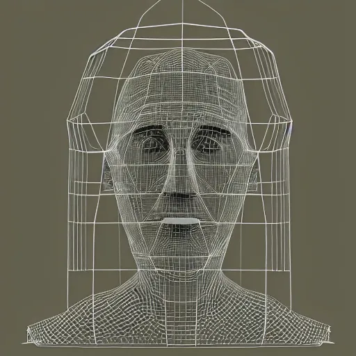 Image similar to wireframe mesh model of Marcel Duchamp