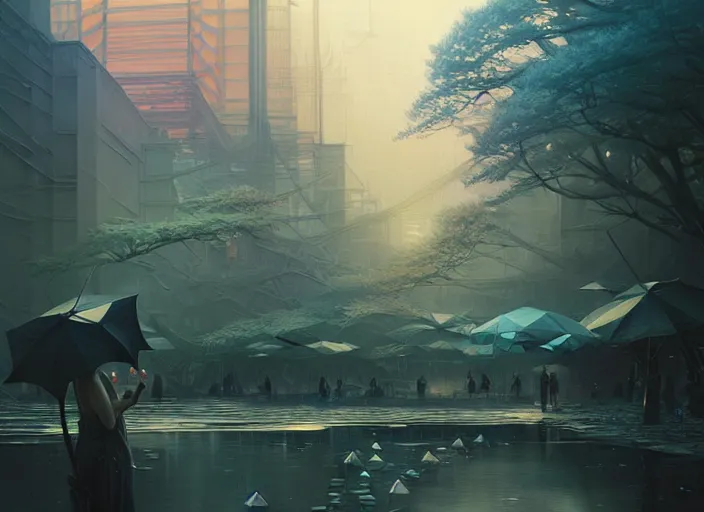 Image similar to spring mornings in the low - poly tokyo, diffuse lighting, fantasy, intricate, surrealism!!!!, highly detailed, lifelike, photorealistic, digital painting, artstation, illustration, concept art, smooth, sharp focus, by greg rutkowski, chris tulloch mccabe, valentina remenar and asher duran,