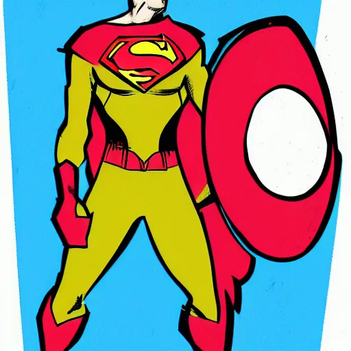 Prompt: a superhero wearing stylish spandex suit holding a shield, comic drawing