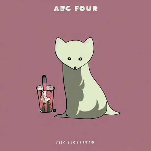 Prompt: an Arctic fox, lofi illustration, album cover art