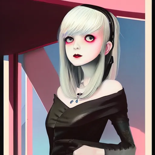 Image similar to a beautiful slim shy blonde goth girl ignores you, art by ilya kuvshinov and lois van baarle and ross tran and range murata and artgerm and andy warhol, norman rockwell, digital art, highly detailed, profile picture, intricate, sharp focus, mystical trending on artstation hq, deviantart, pinterest, unreal engine 5, 4 k uhd image