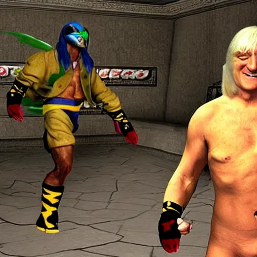 Image similar to jimmy savile as mortal kombat goro, unreal engine, realistic,