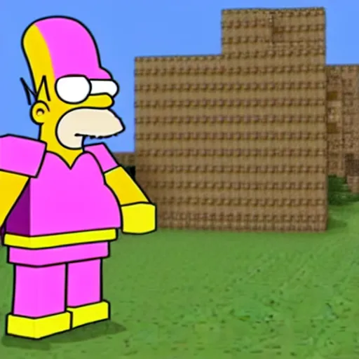 Prompt: homer Simpson in minecraft